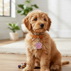 Ciondolo a forma di zampa rosa glitterato da 25 mm per collari per animali domestici - Product Image 3