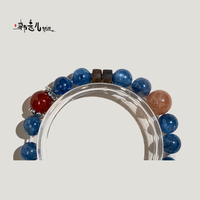 Bracelet en kyanite naturelle avec perles en bois d'agate rouge, accents en quartz rose et argent, bijoux fantaisie pour femmes