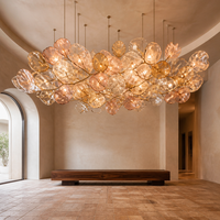 Lustre artisanal sur mesure, moderne, pour hall d'hôtel, villa, salon, luxe, verre, LED, décoratif, éclairage