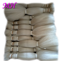 Extensions de cheveux humains artificiels non-Remy lavées, couleurs blanc/gris/noir, paquet de 500g pour perruques de clown et barbes de Père Noël
