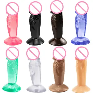 2023 New Arrival Multi Color Mini Size Thick Dildo Penis Tpe Realistic Crystal Jelly Short Dildo For Women Sex Toy