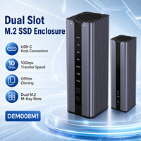 Boîtier SSD M.2 NVMe double baie, USB-C 10 Gbps, clonage hors ligne, ventilateur, sans outil, 2x8 To 2230/2280, aluminium+ABS pour Win/Mac/Linux
