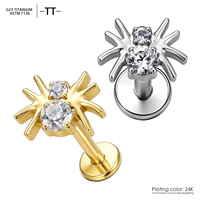 Piercing Labret en Titane ASTM-F136 G23 de Qualité Implantable avec Zircon, Bijou d'Oreille de Haute Qualité pour Halloween