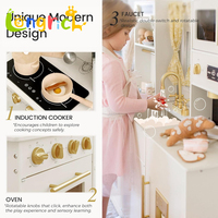 Nouvelle Cuisine de Jeu Tendance pour Enfants en Bois, Jeu d'Imitation Montessori avec Système de Rangement pour Jouets