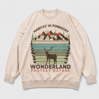 Sweat-shirt unisexe à col rond en coton et polyester mélangé, 400 g/m², effet vintage, avec logo personnalisé, vente en gros