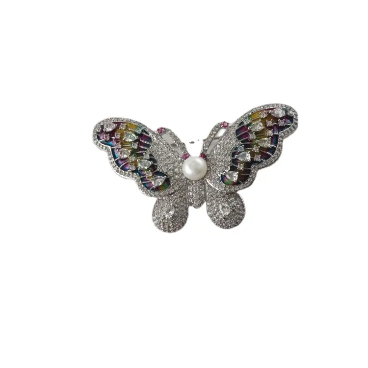 Custom Beaded Pearl Brooch Fashion Multicolor Butterfly Broche And Brooches For Women Broches Jewelry