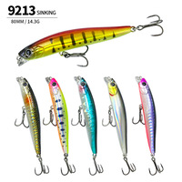 Leurre Minnow Coulant Longue Portée 80mm 14.3g pour Eau Salée, Appât Artificiel Tremblant Type Crayon pour la Pêche à la Truite, au Brochet et au Perche, Matériel de Pêche, Wobblers