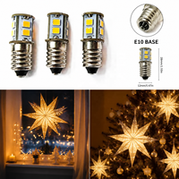 Ampoule LED T10 E10 6V 10SMD blanc chaud à culot à vis, lampe de remplacement pour étoile de Noël, étoile de l'Avent et éclairage de maison de poupée