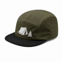 Casquette de camping décontractée 5 panneaux en tissu texturé avec visière incurvée, légère, idéale pour les voyages et la randonnée (vente en gros)