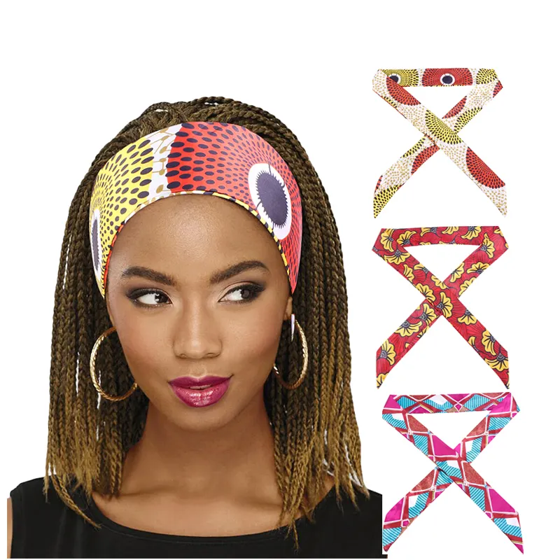 New Fashion African pattern Satin Print Scarf Lady Long belt turban Wide Yoga Head headscarf Shawl Accessories headbands