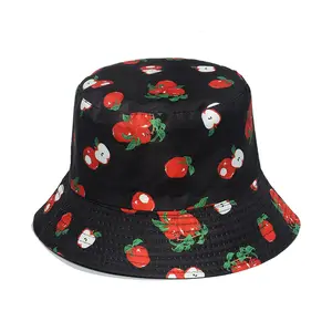 Custom Allover Impresso Designer Logo 100% Algodão/poliéster Verão reversível balde chapéu