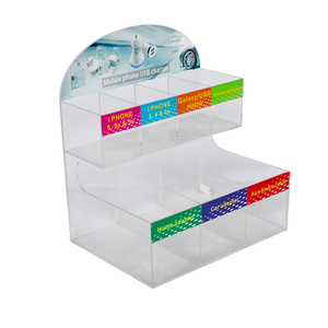 Cửa Hàng Bán Lẻ Countertop Rõ Ràng <span class=keywords><strong>Acrylic</strong></span> Xe Sạc/Tai Nghe/Điện Thoại Cable Hiển Thị Stand Trường Hợp Hộp Cho Điện Thoại Di Động Phụ Kiện Điện Thoại - Product Image 1