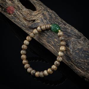 Natural Agarwood <b>Bracelet</b> for <b>Women</b> 6mm Oil-Rich Beads Mixed with Jade Lu Thong Charm, Handmade Premium Aromatic Jewelry - Product Image 5