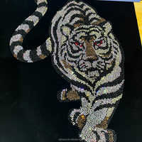 Patch thermocollant DIY pour T-shirt, motif visage d'animal personnalisé, strass tigre bling-bling