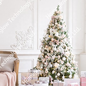 Hiện Đại Sang Trọng Ráp Rơi Tuyết Trang Trí Pre Lit Thông <span class=keywords><strong>Cone</strong></span> Chiếu Sáng Nhân Tạo PE Trắng Xanh Đổ Xô Cây Giáng Sinh - Product Image 5