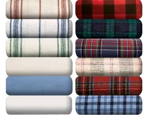 China manufacture factory Yarn Dyed 100% Cotton Flannel/Brushed Twill Check/Plaid Fabric