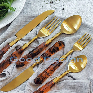 Bán buôn 18/10 chất lượng cao 5 cái rùa nhựa xử lý <span class=keywords><strong>Flatware</strong></span> sets thép không gỉ sang trọng vàng thiết lập dao kéo cho tiệc cưới - Product Image 2