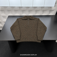 Pull en maille personnalisé pour homme, col quart zippé, coupe oversize, épais, hiver, décontracté, ourlet côtelé, style streetwear