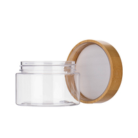 Récipient cosmétique de gommage corporel 50g 100g 150g 200g 250g Pot en plastique PET transparent ambré givré avec bouchon en bambou