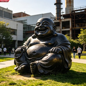 YOUFINE Statue de <span class=keywords><strong>Bouddha</strong></span> Maitreya en Bronze Coulé, <span class=keywords><strong>Bouddha</strong></span> Joyeux aux Oreilles Généreuses, Sculpture Artistique pour Ornement de Zone Artistique de Parc Industriel Créatif - Product Image 3