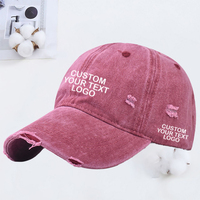 Gorras de Béisbol Personalizadas para Hombre y Mujer, de Algodón Lavado, Estilo Desgastado, sin Estructura, con Orificios, con Logotipo Bordado