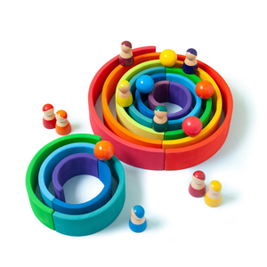 Jouets éducatifs Arc-en-ciel à empiler en bois pour garçons et filles, créatifs, très vendus, Montessori, bébés pour les deux sexes - Product Image 5
