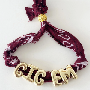 Custom Name Jewelry Bandana Inspired Gameday <strong>Bracelets</strong> Mix and Stack Scarf <strong>Bracelets</strong> Gold Large Alphabet Letter <strong>Beads</strong> Charms - Product Image 5