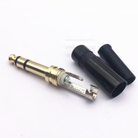 6.35mm TRS double prise noire 2 pôles stéréo 1/4 pouces prise mâle connecteur à souder métal plaqué or guitare Microphone prise mélangeur