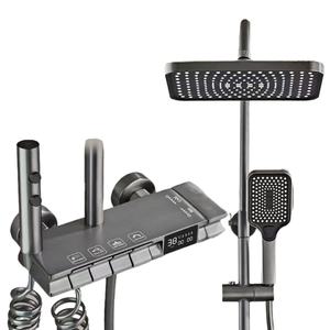 Ensemble de douche numérique de luxe pour salle de bain, robinet en laiton, système de douche complet à touches de piano, thermostatique, mitigeur de douche encastré - Product Image 1