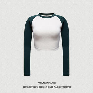 Pull-over simple de yoga sport personnalisé en gros T-shirt court à manches longues <span class=keywords><strong>d</strong></span>écontracté pour femmes - Product Image 6