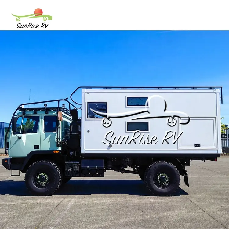 SUNRISE Expedição Caminhão Offroad Camper Van Viagem Casa Portátil Container Pickup Camper Truck