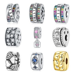 <span class=keywords><strong>925</strong></span> <span class=keywords><strong>ALE</strong></span> Abalorios de Plata con Zirconia de Color Corazón Eterno, Clip de Posicionamiento, Hebilla de Fijación con Símbolo de Eternidad, Accesorios de Joyería DIY - Product Image 1