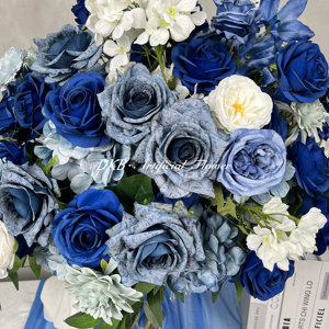 Vendita calda fiore artificiale che bacia la palla di fiori di rosa di 60cm di grandi dimensioni di seta blu palla di fiori per la decorazione di nozze - Product Image 5