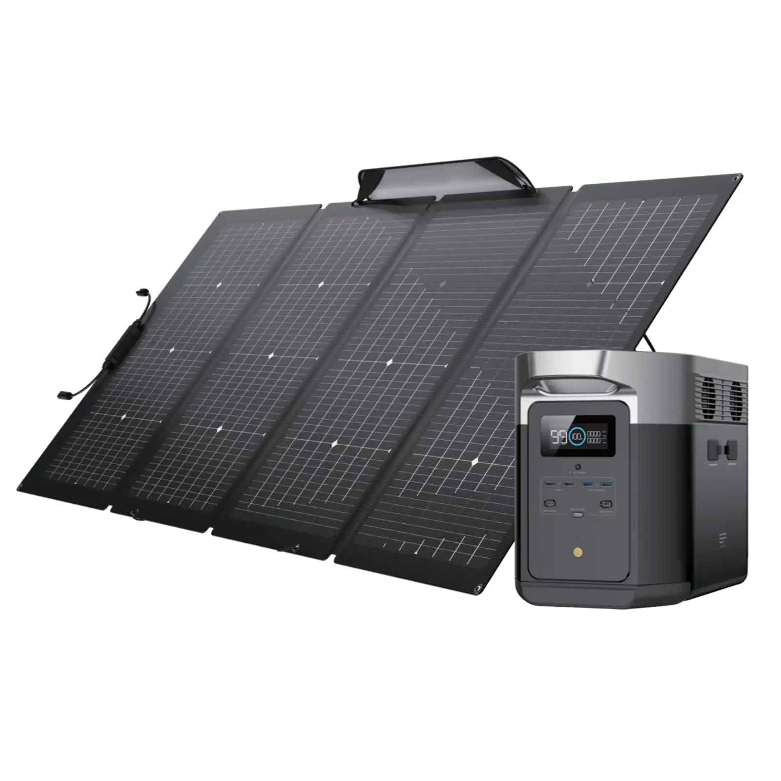Ecoflow Delta Max2000เครื่องกำเนิดไฟฟ้าพลังงานแสงอาทิตย์220วัตต์สถานีไฟฟ้าพลังงานแสงอาทิตย์แบบพกพาพร้อมแผง