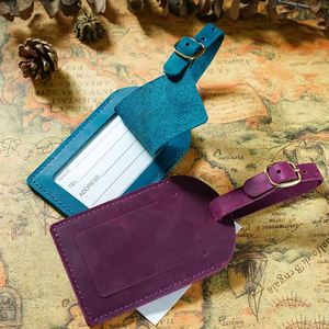 Genuine Leather Striped Luggage Tag ID Label Eco-Friendly Portable Luxury Handmade Identifiers Travel Tags for <b>Suitcase</b> Backpack - Product Image 3