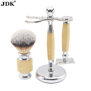 JDK New Design 3cp <span class=keywords><strong>Set</strong></span> di pennelli da <span class=keywords><strong>barba</strong></span> manico in bambù <span class=keywords><strong>Set</strong></span> di rasoio da barbiere per la cura della <span class=keywords><strong>barba</strong></span> - Product Image 3
