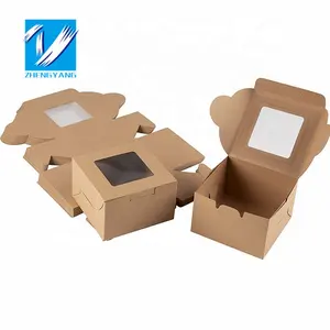 Eco-friendly food-grade paper box cake croissant bread packaging box sharing load portable outing cake bread box with window