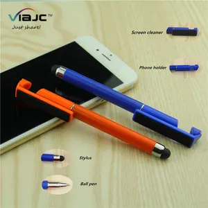 Bán Buôn 4 Trong 1 Khuyến Mại Cảm Ứng Stylus Người Giữ Điện Thoại Màn Hình Cleaner Đa Chức Năng Nhựa Ball Pen