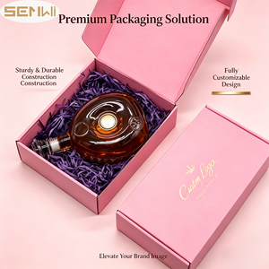 Boîte cadeau pour mini bouteille d'<span class=keywords><strong>alcool</strong></span> avec logo personnalisé rose, boîte d'expédition en carton ondulé pour <span class=keywords><strong>coffret</strong></span> de <span class=keywords><strong>dégustation</strong></span> de vin et emballage de cadeaux d'entreprise - Product Image 4
