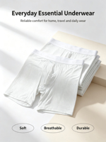Caleçons longs en modal anti-frottement pour hommes, extensibles et respirants, avec ceinture non roulante, pour un confort quotidien