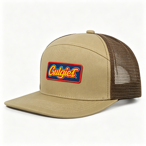 Wholesale 7 Panel Snapback Caps Camper Caps Low MOQ Semi-Custom Embroidery Logo <b>Flat</b> Bill Trucker <b>Hats</b> for Outdoor Sport - Product Image 1