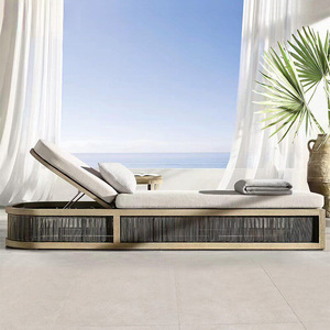 Chaise longue de luxe moderne pour extérieur, chaise de piscine, chaise de plage en métal tressé résistante aux UV et imperméable, pour utilisation en parc - Product Image 3