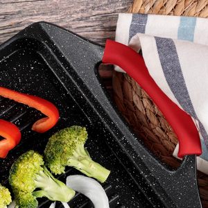 Durable Die-<b>Cast</b> Aluminum Cookware Non-Stick Grill <b>Pan</b> Induction Cooker Compatible Square Oven Detachable Silicone Holders Metal - Product Image 2