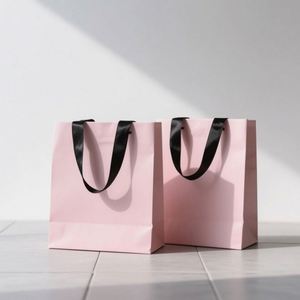 Sac en papier kraft rose de luxe personnalisé avec logo pour cadeaux et bijoux – Offre spéciale - Product Image 2