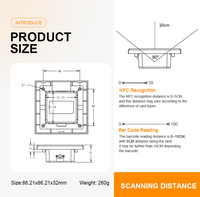 Lector NFC Rakinda RD005 5V1A IP65, Escáner de Códigos de Barras, Compatibilidad con la Serie Mifare, Interfaz USB, Protocolo ISO/IEC 14443A, en Stock