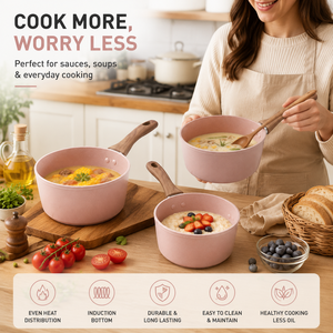 <span class=keywords><strong>Casserole</strong></span> à lait en granit 12-16 cm, mini-<span class=keywords><strong>casserole</strong></span> antiadhésive avec revêtement en pierre, poignée en <span class=keywords><strong>bois</strong></span>, double fond, rose, ustensile <span class=keywords><strong>de</strong></span> cuisine - Product Image 4
