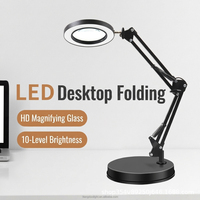 Lampe de lecture LED portable pliable en aluminium moderne et ronde, protection des yeux, pour réparation, manucure, extension de cils