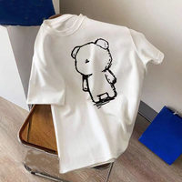 T-shirt décontracté pour femme, personnalisé, tricoté, écologique, coupe classique, imprimé dessin animé, 100% coton, séchage rapide, respirant