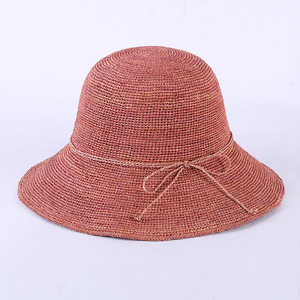 2023 gros luxe à la mode concepteur à bord court Cloche paille seau raphia chapeau pour femmes dames plage pare-soleil <span class=keywords><strong>bali</strong></span> Boho - Product Image 5