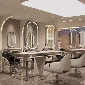 Soporte de espejo de peluquerí<span class=keywords><strong>a</strong></span> de mármol de doble cara con Gabinete integrado <span class=keywords><strong>a</strong></span> precio de fábrica - Product Image 1